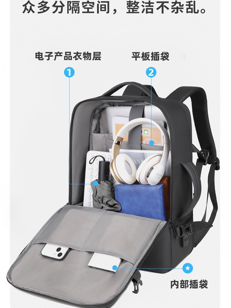 Mochila de película de cuero de gran capacidad de expansión de comercio exterior nueva bolsa de computadora de viaje de negocios 40l hombre impermeable