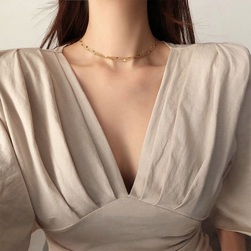 South Korean simple necklace multi-layer necklace personality temperament short clavicle chain