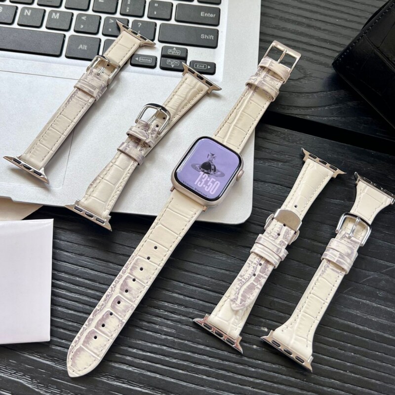 Himalayan Crocodile Pattern Series Leather Watch Strap Suitable for Apple Watch Iwatch12 Generation 11/10Ultrase