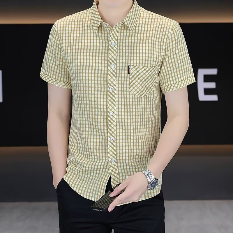 2026 Foreign Trade Plaid Shirt for Men, Summer Short-Sleeve Non-Iron Half-Sleeve Top, Business Casual Pocket Shirt Wholesale 2026 Foreign Trade Plaid Shirt for Men, Summer Short-Sleeve Non-Iron Half-Sleeve Top, Business Casual Pocket Shirt Wholesale