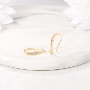 Factory wholesale Korean style earrings semi-finished products jewelry accessories material metal inlaid zircon ear hook diy earrings ear hook
