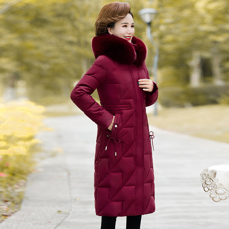 Winter New Long Knee Down Cotton-padded Jacket Women's Thickened Warm Cold-resistant Middle-aged and Elderly Cotton-padded Jacket Mother's Jacket