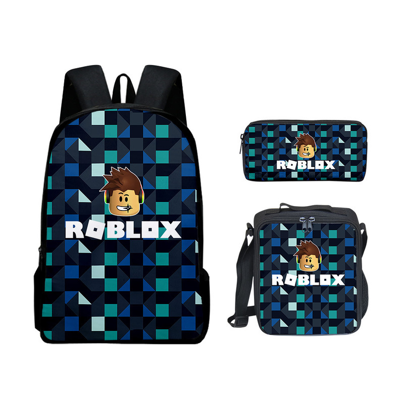 3D 新製品 Roblox 学生スクールバッグ ランチバッグ ペンシルバッグ Roblox プリント バックパック 3 点セット|undefined