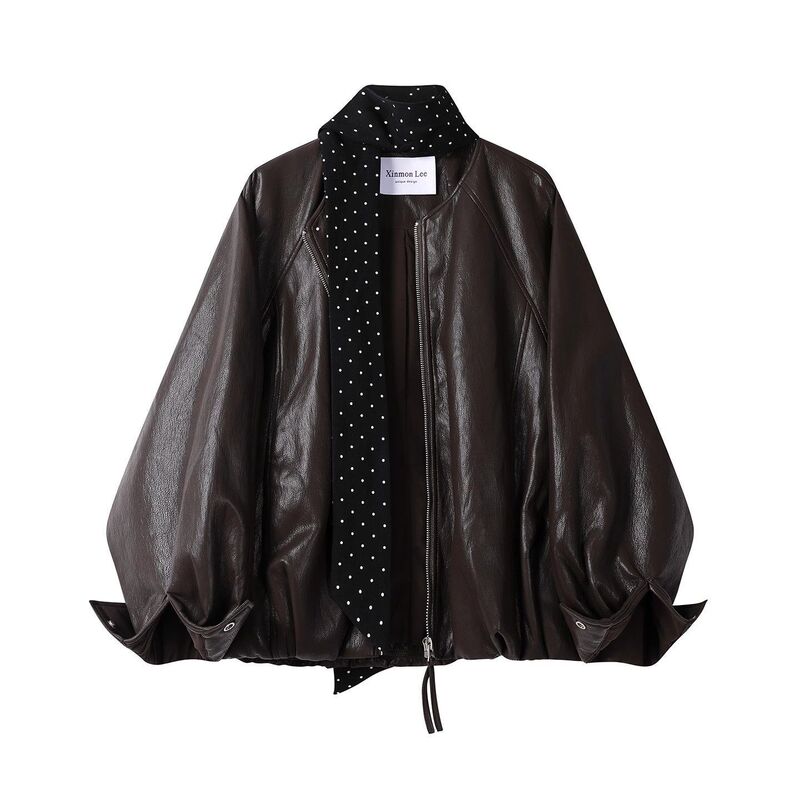 Hong Kong Style High-End Pu Leather Jacket, Early Autumn Retro Slim-Fit Motorcycle Jacket, Short Style