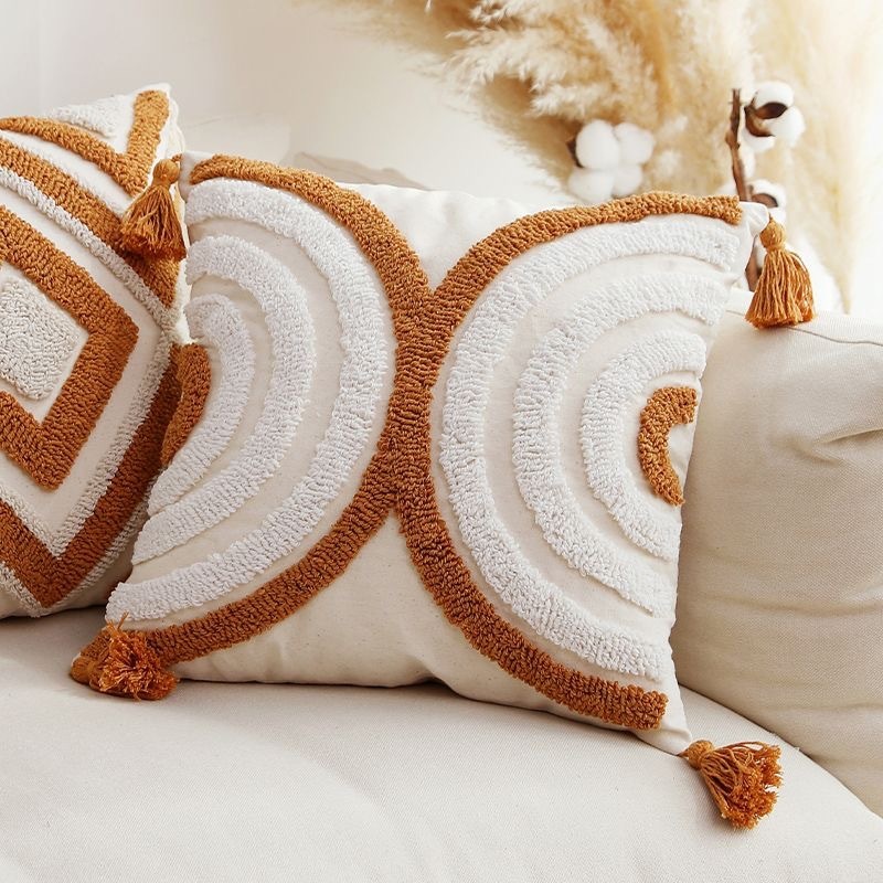 Nórdico abrazos rojos Simia funda de almohada de lujo ligero sofá sala de estar almohada de borda cojín