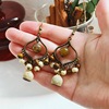 Retro agate earrings handmade with tassels, Mori, boho style