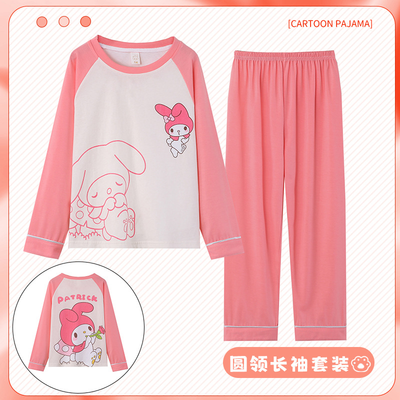 Pijamas infantiles para niños niñas primavera y otoño algodón de punto lindo dibujo animado manga larga set padres e hijos ropa doméstica para niños