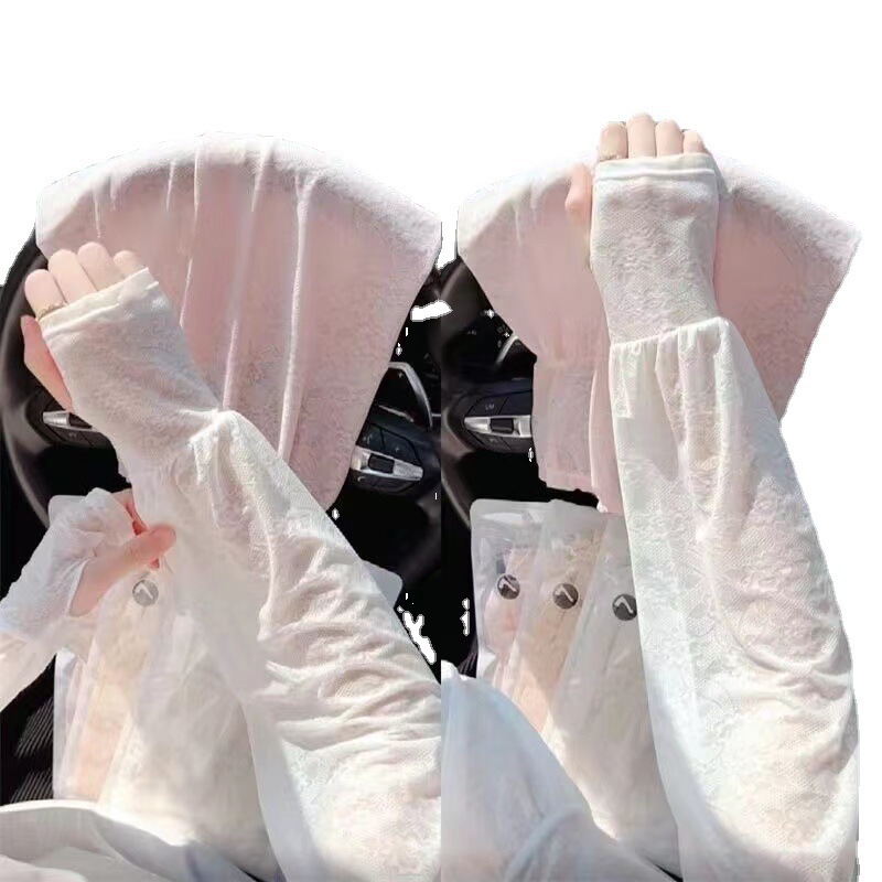 Verano de encaje suave de hadas protección solar delgada manga de hielo al aire libre protección solar manga suelta para mujeres manga de hielo