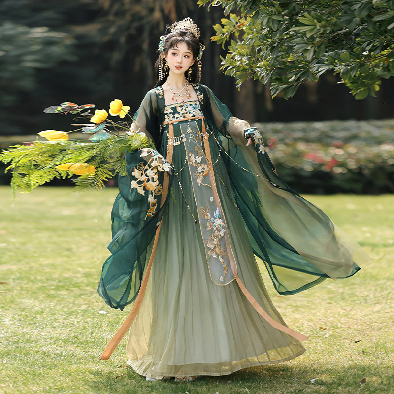 2026 Original Hanfu for Women【Yunjin Chunhua】Tang-Style Qi Xiong Ruqun with Heavy Embroidery and Large-Sleeved Shirt in Ancient Style