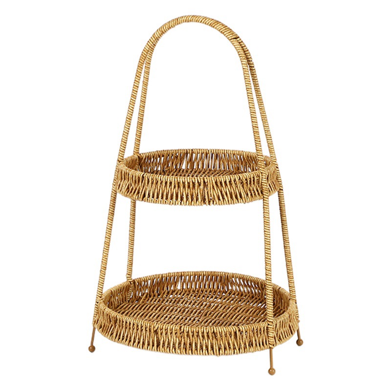 Ratán-como cesta tejida pequeña multi-capa KTV olla caliente restaurante postre merienda cesta tejida cesta de almacenamiento fruta pan placa