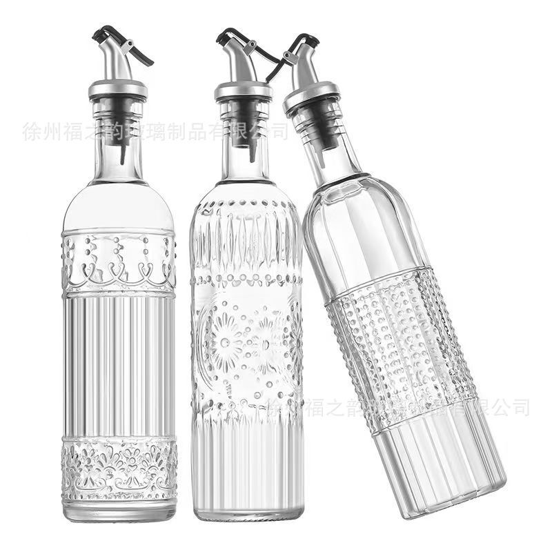 现货复古透明玻璃油瓶自动开合油嘴油瓶厨房家用料酒醋酱油瓶|undefined