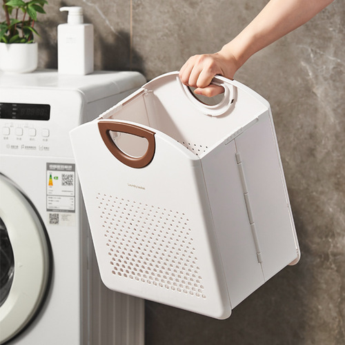 Wall-mounted folding dirty laundry basket household laundry storage basket plastic bathroom basket portable laundry storage basket