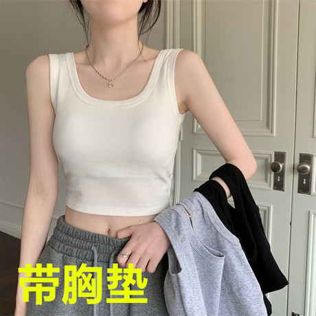 一件代发跨境带胸垫背心女夏季短款百搭裹胸露脐打底小背心女批发