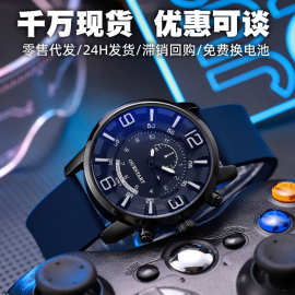 新款厂家直营男士手表跨境立体数字大盘蓝光玻璃硅胶手表男高级感