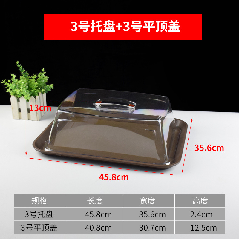 Bandeja de verduras con tapa transparente de aislamiento térmico cubierta de polvo cubierta de alimentos restaurante yuezi Club plato de comida antideslizante de plástico