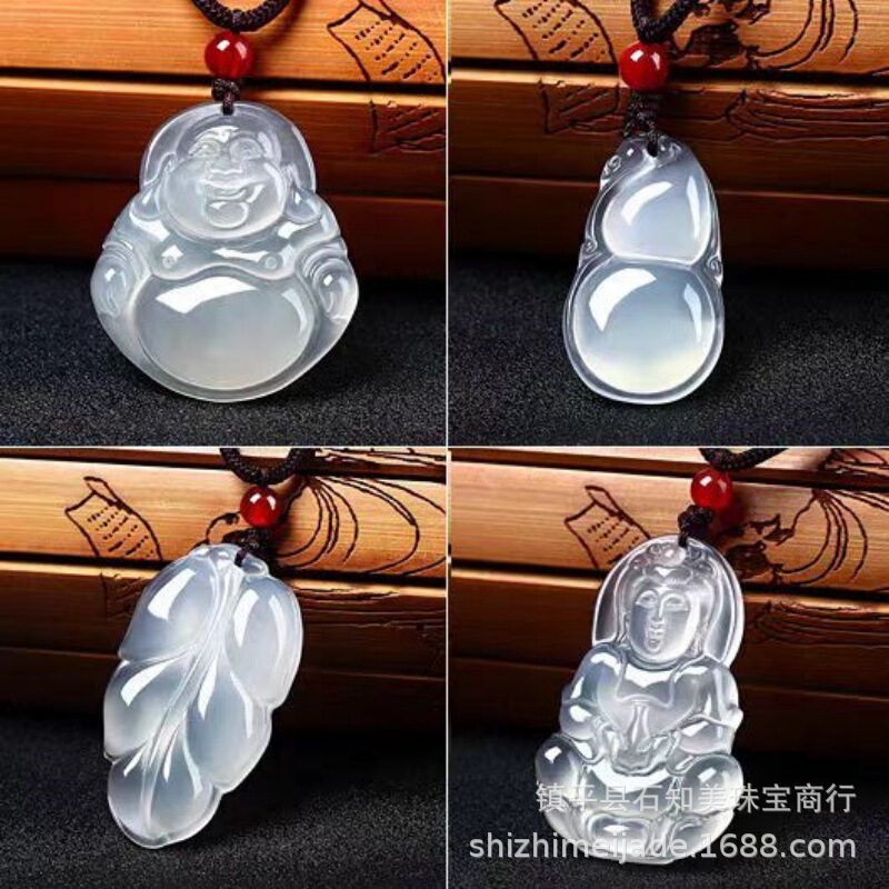 氷玉白玉弥勒仏玉ペンダント男女兼用瑪瑙祥雲ロック貔貅各種ペンダント在庫直販|undefined
