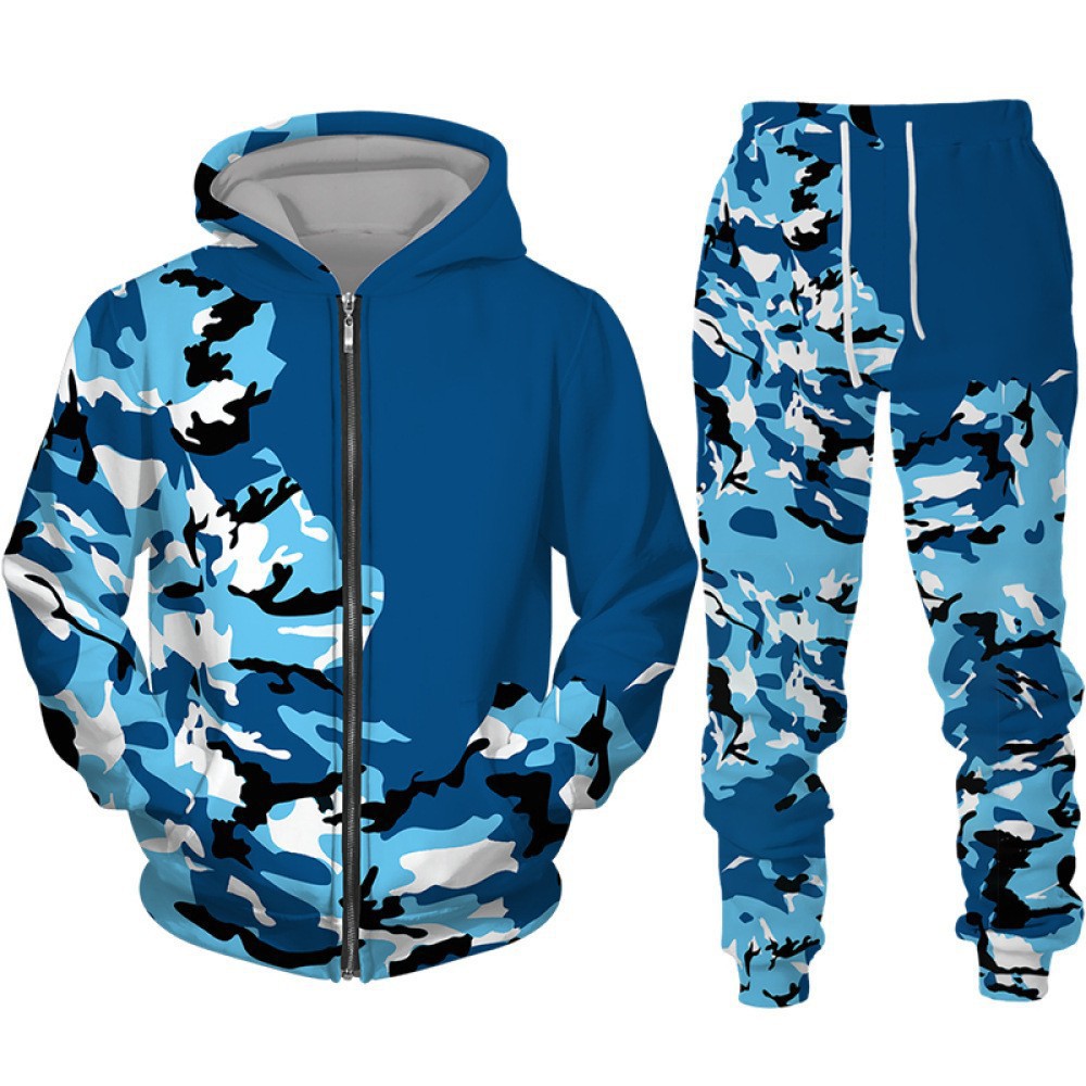 Venta directa de comercio exterior de estilo caliente transfronterizo Hombres y mujeres europeos y americanos Impresión digital 3D Camuflaje Chaqueta con capucha para hombres MF08-ML01