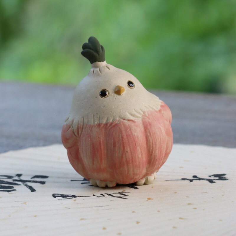 蒜头小鸟茶宠摆件精品手工宜兴紫砂蒜鸟小茶玩可爱装饰工艺品创意|undefined