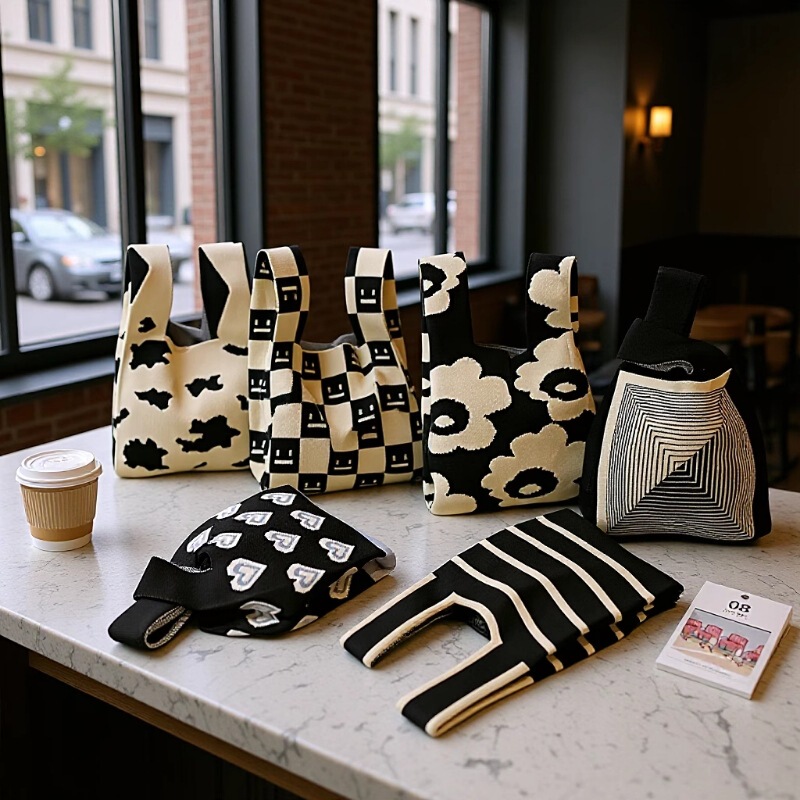 Autumn New Ins Anime Style Tote Bag Gift Bag Souvenir Sugar Bag Hand Knitted Bag Baby Walking Lunch Bag