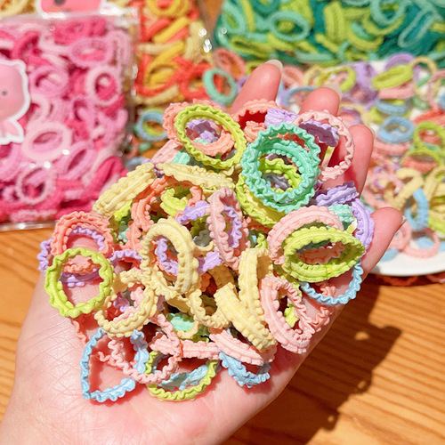Children's skin-colored elastic hair tie, non-irritating, bag-style fringed hair tie for girls, hair tying, hair rope for little girls, thumb-sized small hair tie