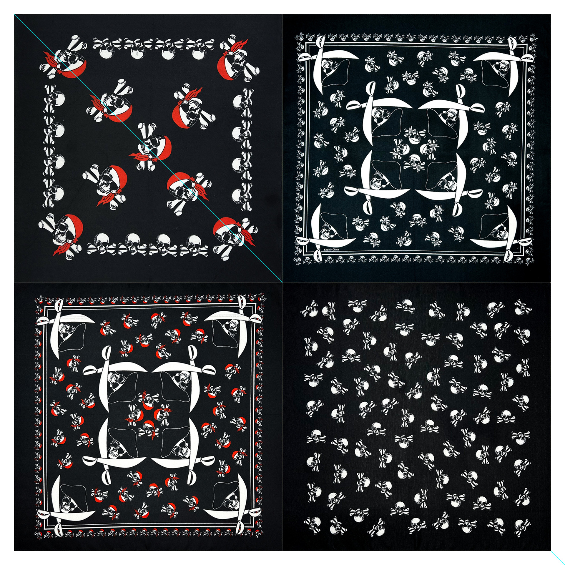 Directly Supplied from the Manufacturer to Europe and America, Polyester Skull Pattern Outdoor Sports Headscarf, Hip-Hop Style, In-Stock Wholesale Ghost Head Bandana