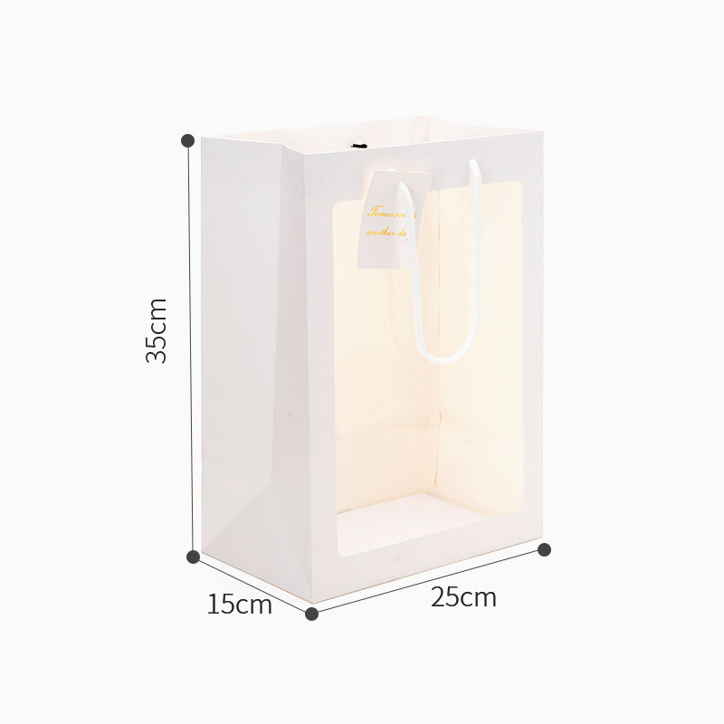 Bolsa de ventana pequeña ins regalo ramo bolsa de embalaje bolsa de papel de flores bolsa de regalo de mano bolso de regalo transparente al por mayor