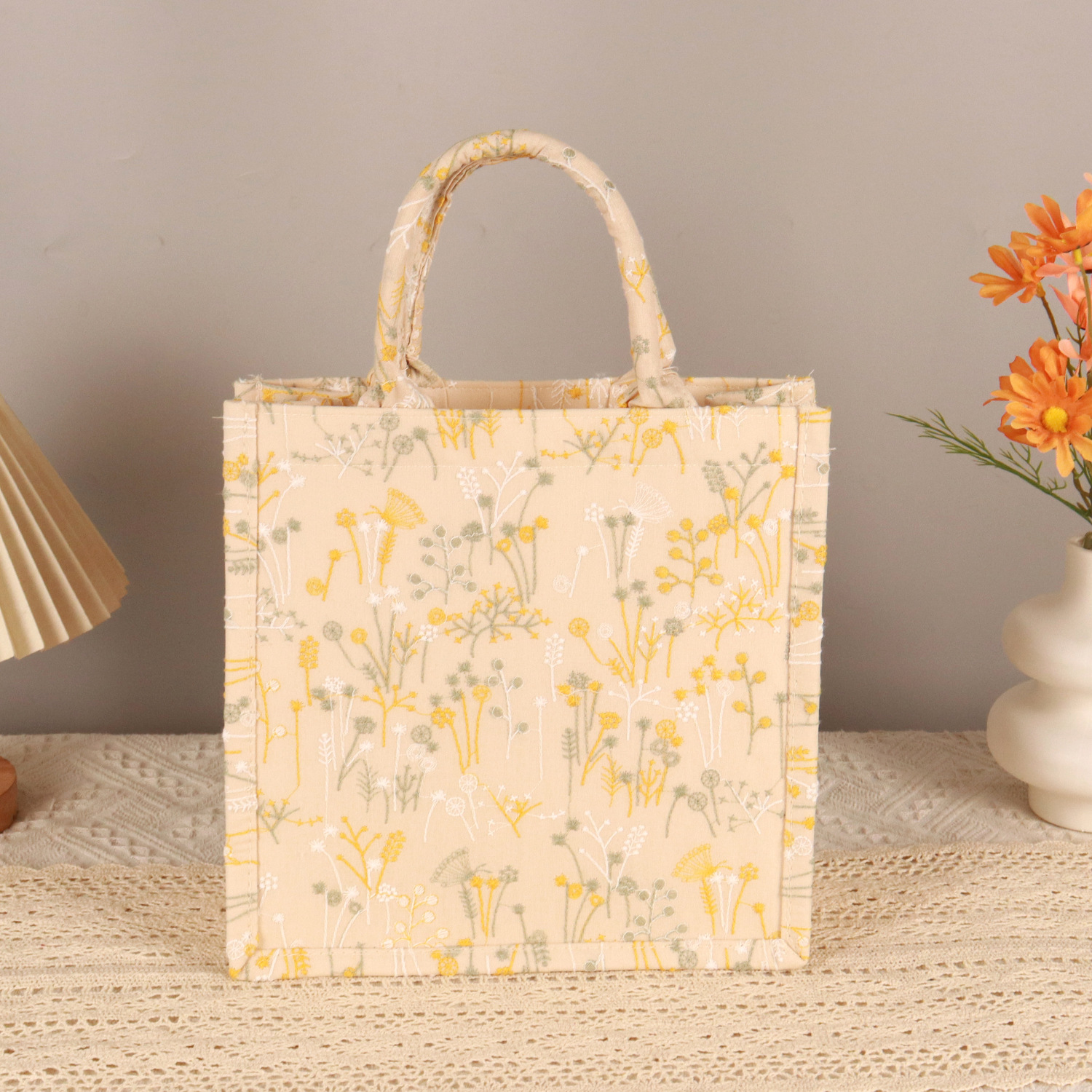 伴手礼女伴娘结婚婚礼时尚浮雕帆布袋高级网红丝巾印花手提袋批发