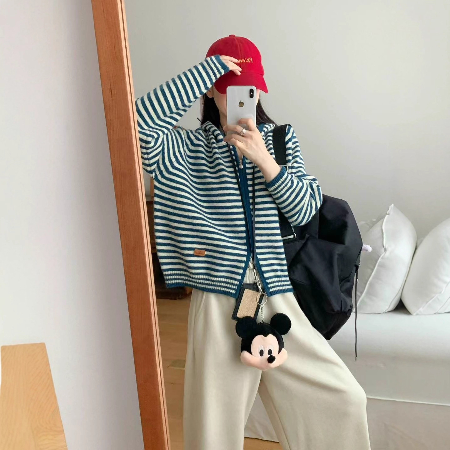 Designed Double Zipper Hooded Knitted Cardigan for Women in Autumn and Winter Loose Lazy Style Stripesd Casual Thick Sweater Jacket Trendy