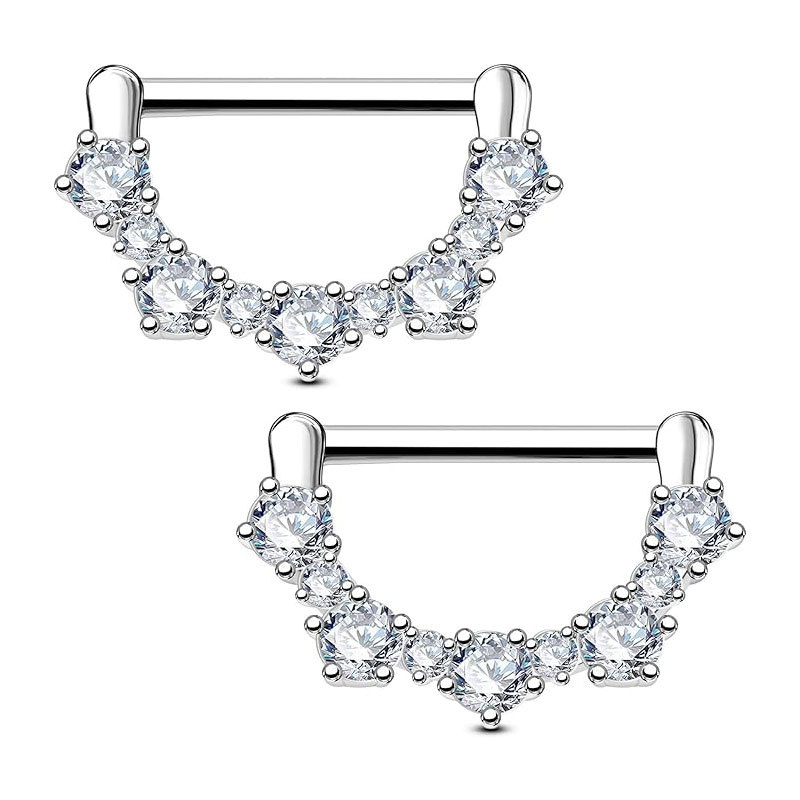 Stainless Steel Nipple Ring with Bowknot, Heart Zircon & Devil Wings - Custom Design detail image 13