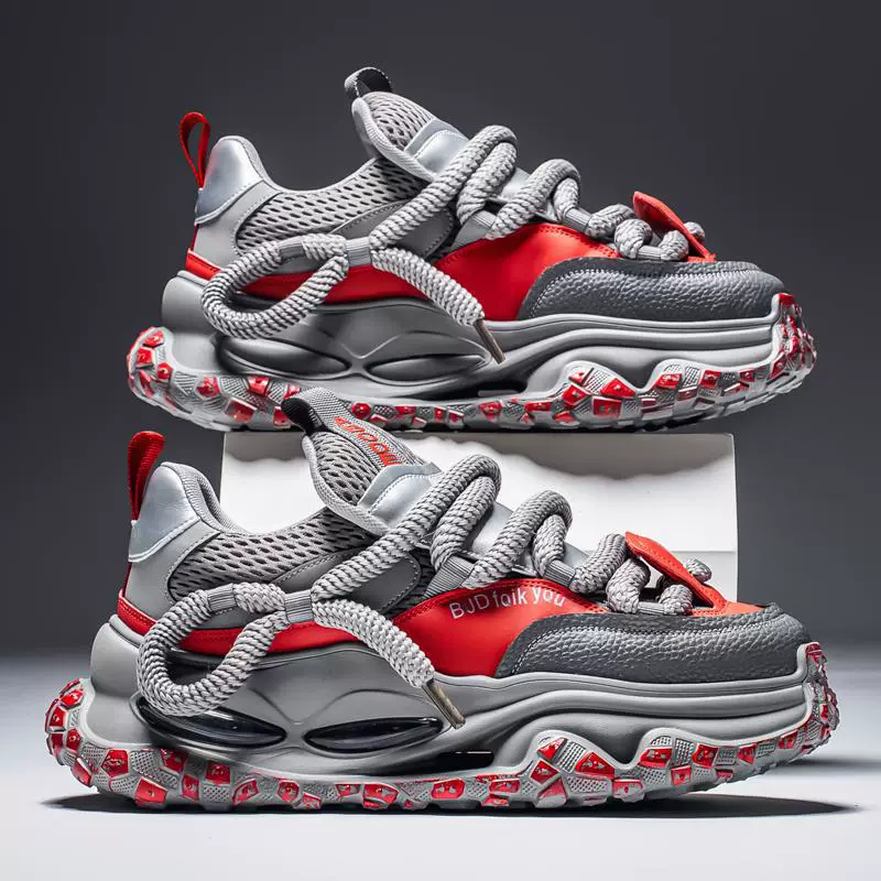 Весенние мужские повседневные кроссовки TikTok Live, модные туфли для папы на толстой подошве, увеличивающие рост, универсальная нишевая мужская обувь с низким верхом