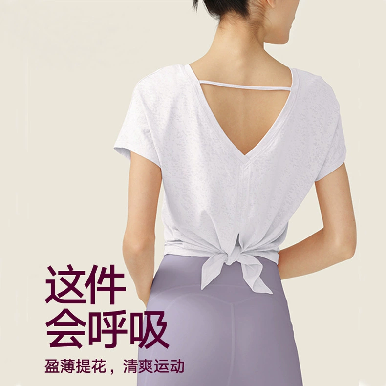 Одежда для йоги, женская летняя тонкая свободная спортивная блузка, дышащая футболка с короткими рукавами, топ для фитнеса, тренировочная одежда для пилатеса
