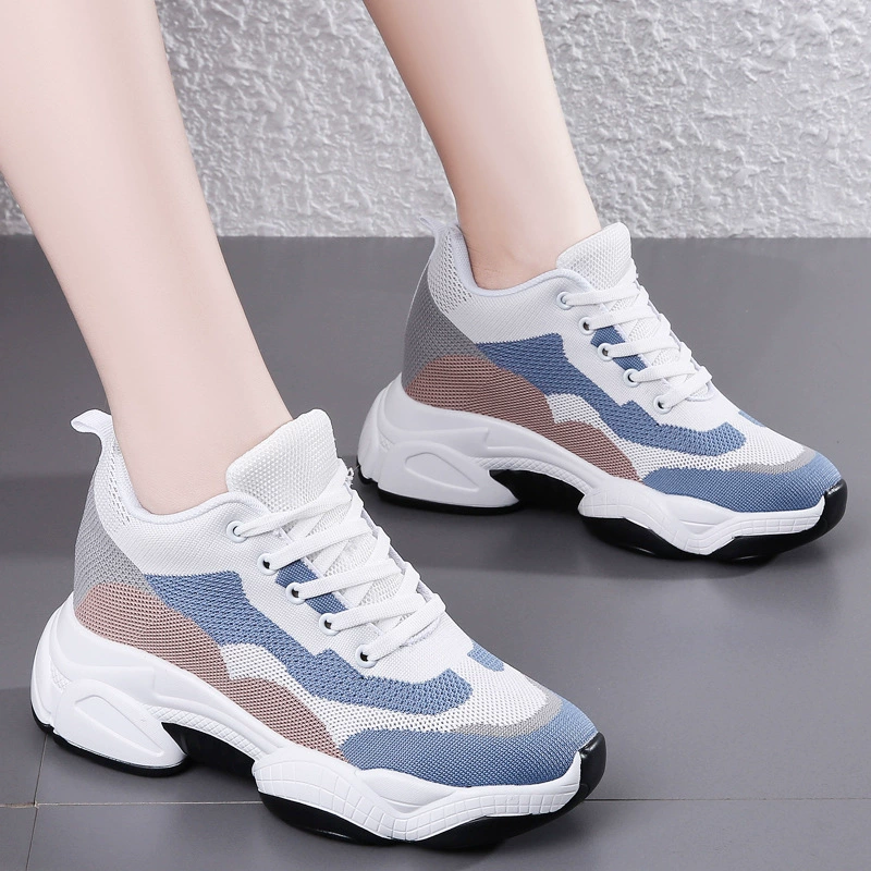 Женская женская обувь с высокой высотой 2022 года 8 см, обувь с дышащей сеткой, весна-осень, Новая повседневная спортивная универсальная обувь Torre на толстой подошве для женщин