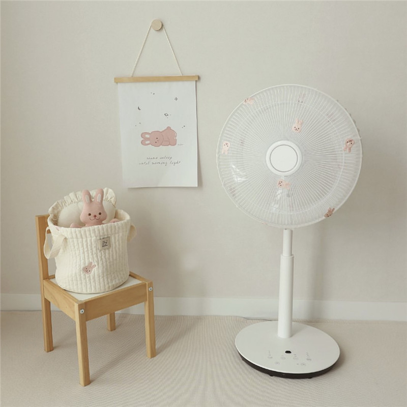 ins Korean embroidery Bear fan protective cover children anti-pinch hand safety mesh electric fan dust cover