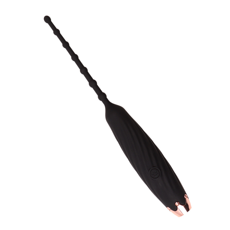 Vibrating Silicone Urethral Sound Stick with Button Control, Black — detail image 5