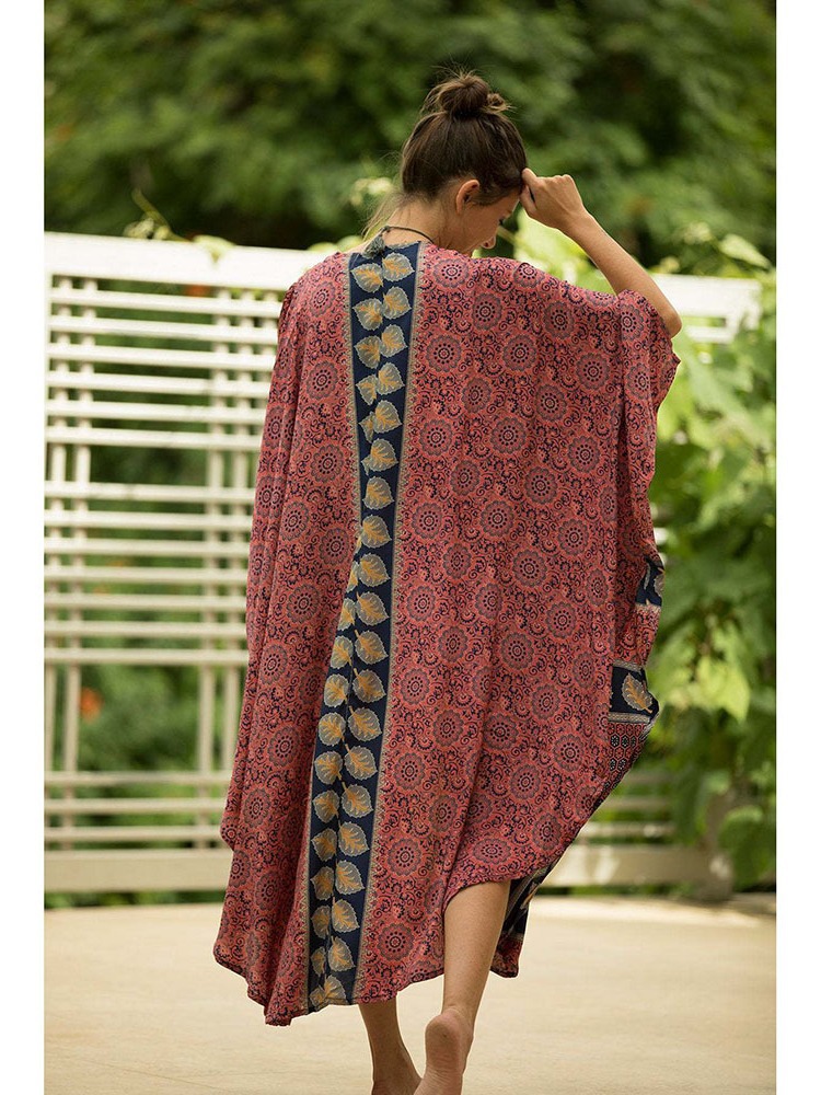 5D129 transfronteriza Amazon cardigan kimono de secado rápido impreso ropa de protección solar vacaciones falda bikini blusa traje de baño para mujeres