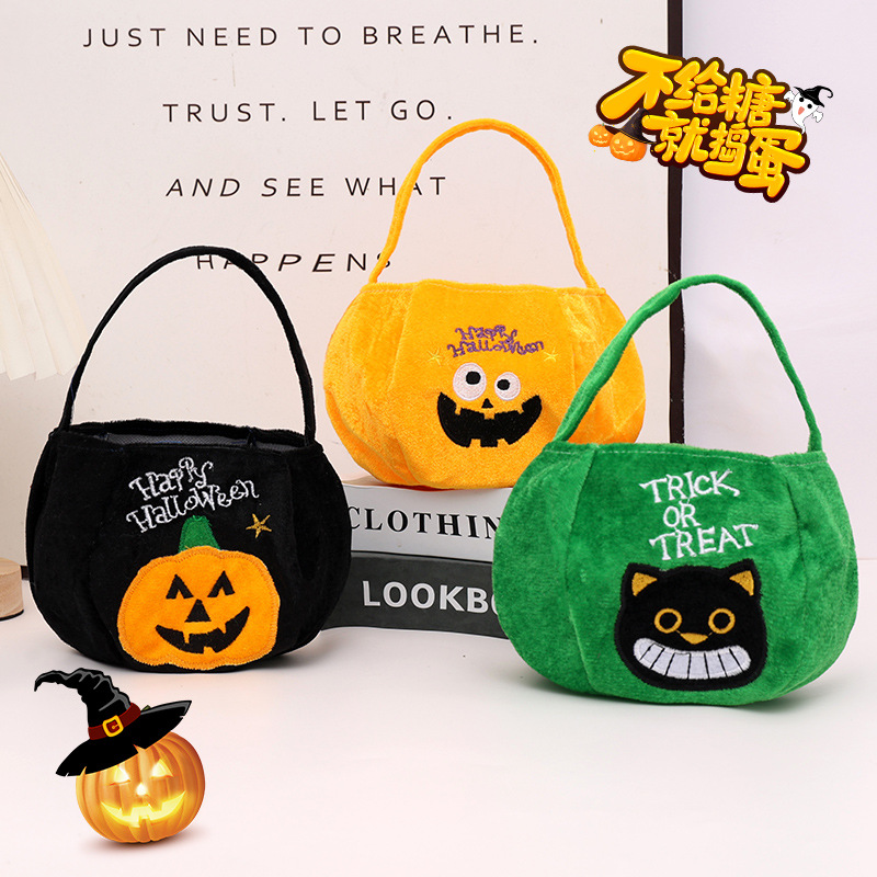 Bolsas de dulces de Halloween transfronterizas bolsas de terciopelo bolsas de regalo portátiles para niños atmósfera del festival de fantasmas accesorios al aire libre image 2