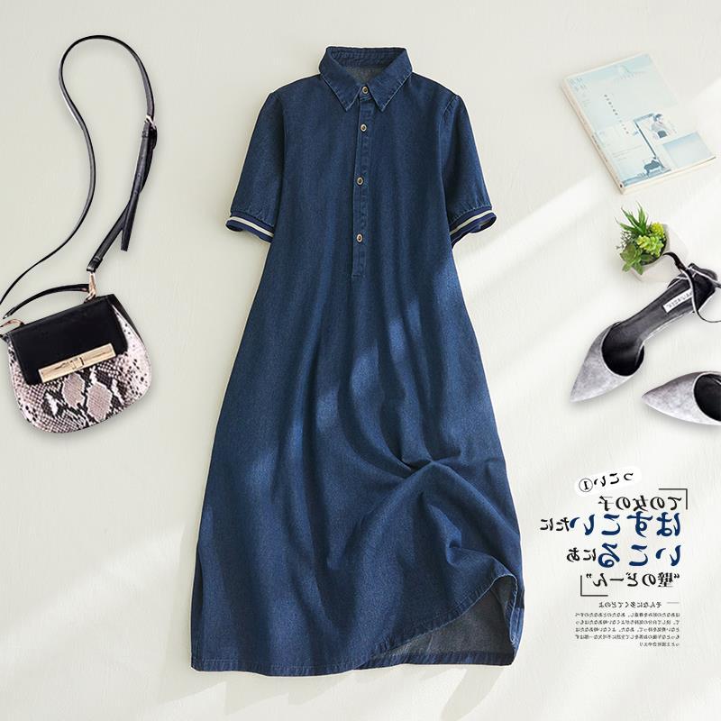 Summer elegant retro long denim dress