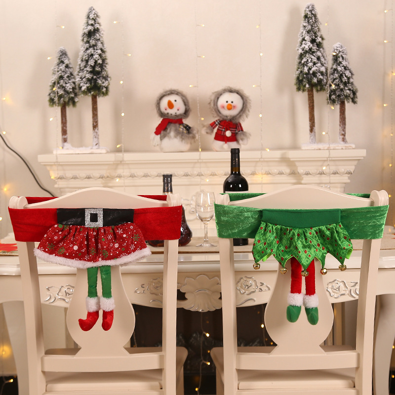 Sillas de Navidad cinturón sillas cubiertas hotel banquete taburete de decoración set de sillas de Navidad respaldo