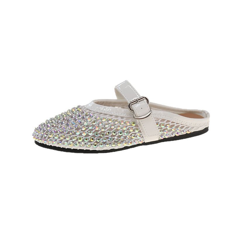 [Chao Bounan] Galaxy tejido a mano ● Reducción de edad, diamantes brillantes, arrastre de Baotou, nuevas zapatillas de hadas transpirables de malla de verano para mujer