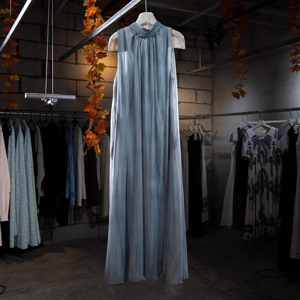 2025新款慵懒风随性晕染高级感连衣裙女夏宽松显瘦垂感无袖长裙