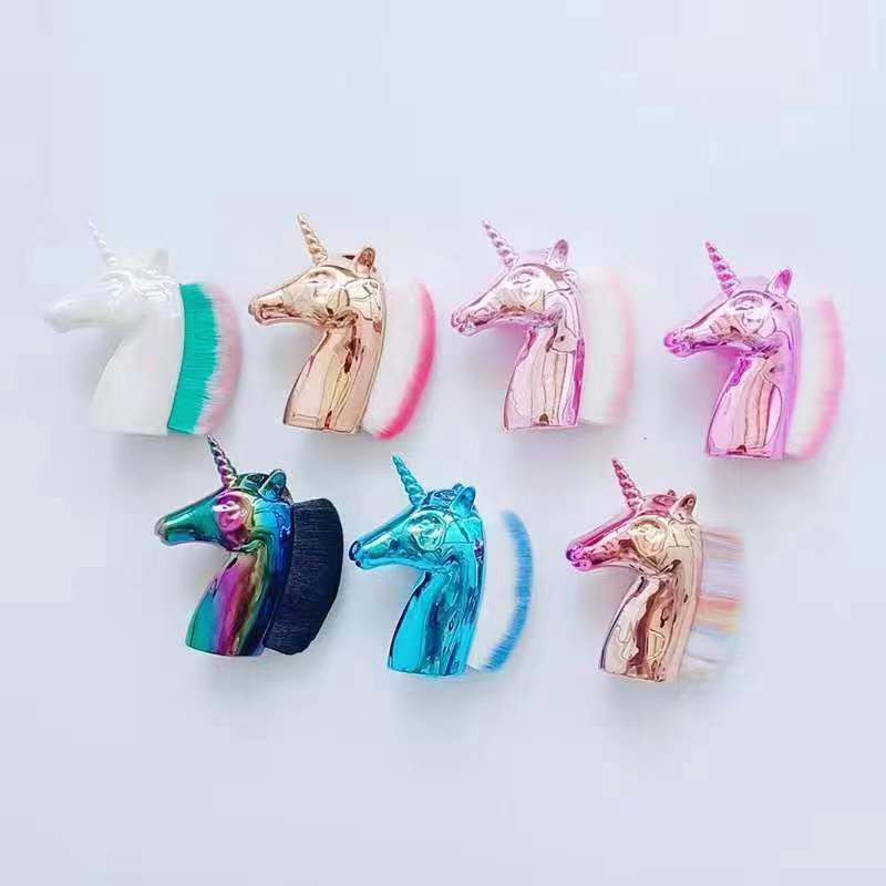 Unicorn Blush Brush, Makeup Contouring Brush, Colorful Horse Head Foundation Brush, Loose Powder Brush, Nail Dust Brush, Soft Bristle Brush