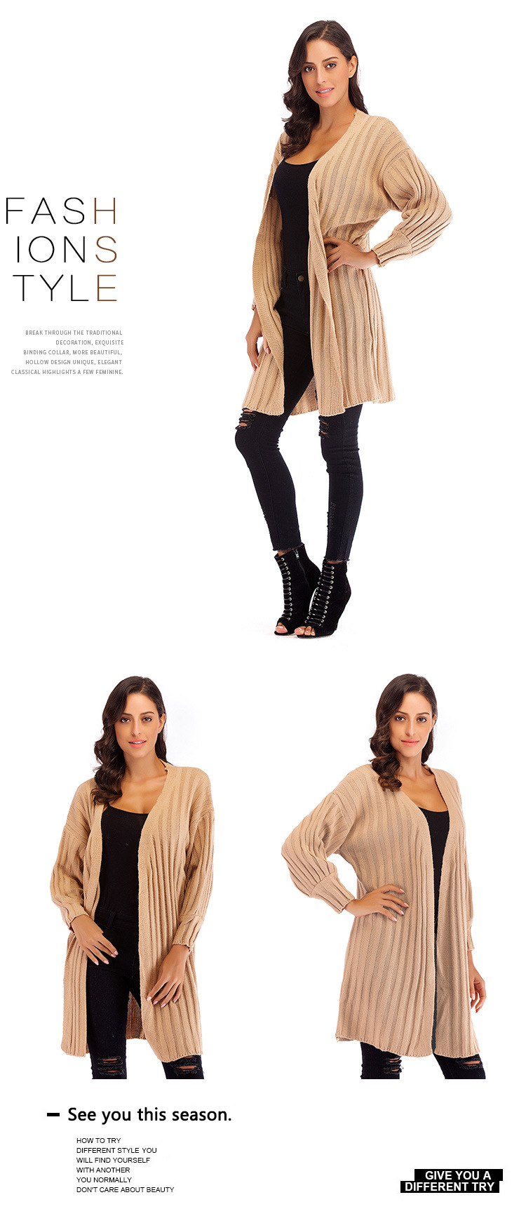 long-sleeved retro solid color knitted sweater cardigan nihaostyles wholesale clothing NSJR88101