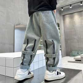 童装男童秋装裤子春秋款牛仔裤2025新款中大儿童秋季男孩长裤炸街