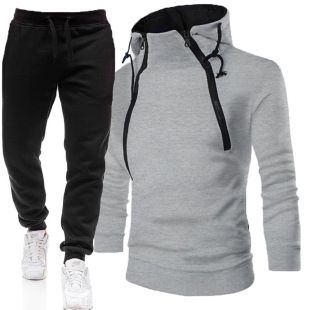 ebay Spring and Autumn new fashion placket double zipper cardigan contrast color hooded coat men's and women's sweater fashion brand suit