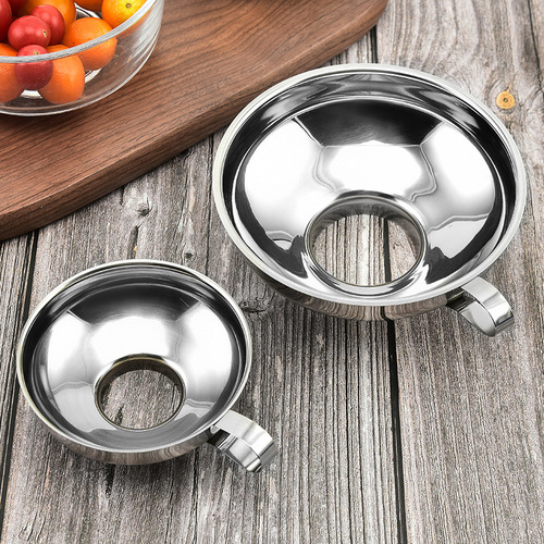 Stainless steel wide mouth funnel salad sauce jam large diameter funnel thickened funnel household multifunctional oil drain and wine drain