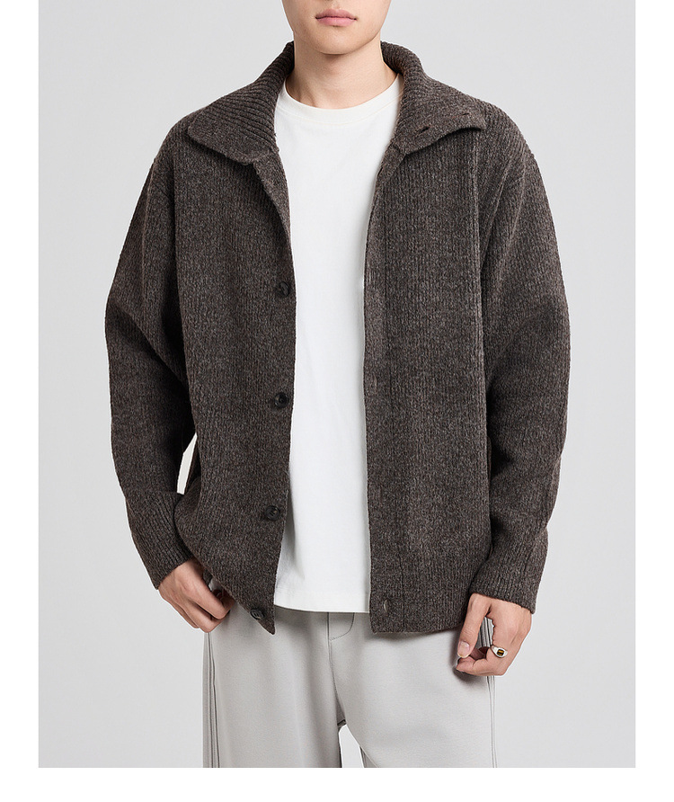 Áo len cardigan nam phong cách Mỹ dệt kim nhung hoa — màu đen chi tiết 21