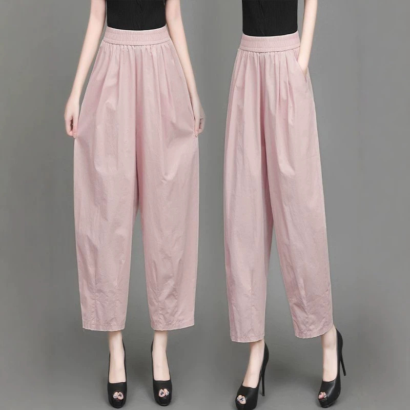2026 New Summer Harem Thin Pants for Women, Cropped Pants, Loose Plus-Size Casual Carrot-Style Slimming Pants