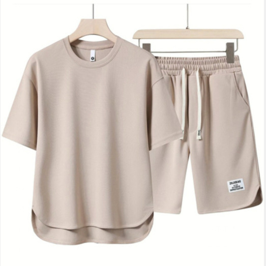 Bộ đồ thể thao giải trí mùa hè bùng nổ xuyên biên giới quần short ngắn tay thời trang nam hai mảnh rộng rãi hợp thời trang bán buôn ngoại thương