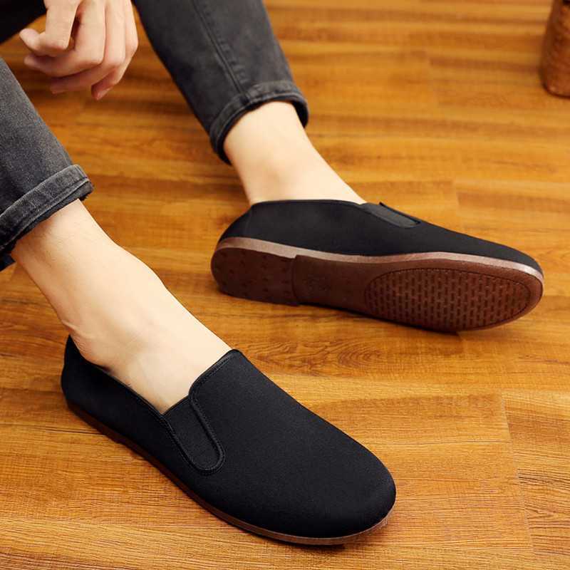 Chinese style Old Beijing Men's Shoes Retro Traditional Chinese Casual shoes ventilation soft sole Old shoe Kung fu shoes Black cloth shoes