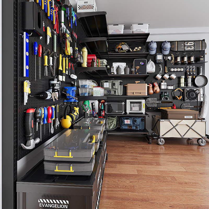 Estante de almacenamiento de herramientas de hardware vertical de piso estante de almacenamiento de equipos deportivos de metal sin perforación estante doméstico